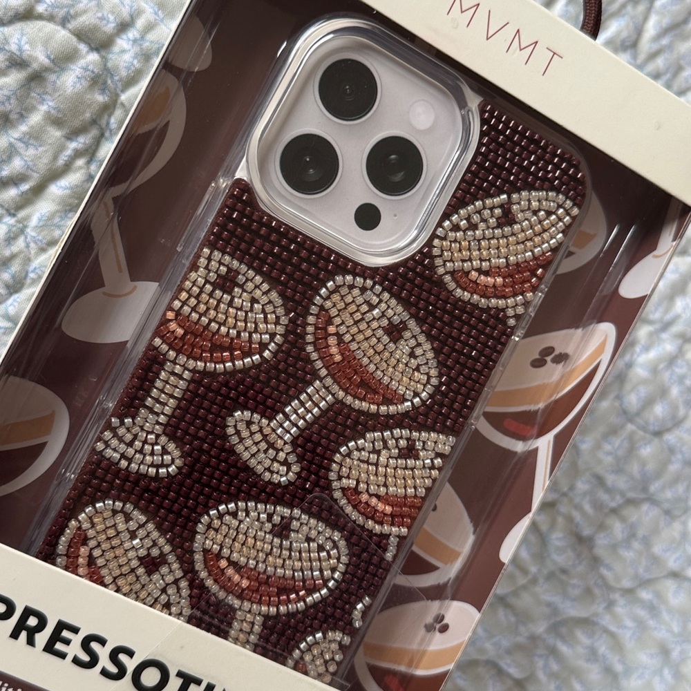 MVMT Espressotini Espresso Martini Brown Beaded iPhone 15 Pro Max Phone Case - Picture 2 of 3